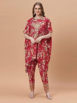 SANAA - Women Red Printed Pure Viscose Jugni Co-Ord Set
