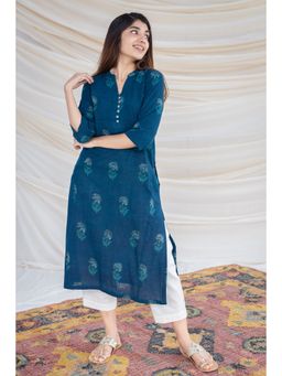 The Indian Ethnic Co. - Slub Cotton Indigo Kurta