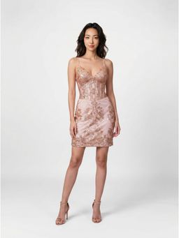 NIYARA INDIA - Kanaka Blush Pink Embroidered Corset Mini Dress