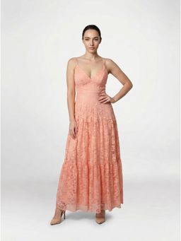 NIYARA INDIA - Mrinalini Pink Lace Evening Gown