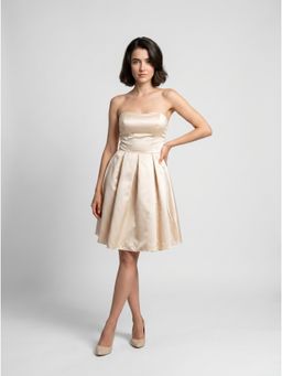 NIYARA INDIA - Kavya Champagne Satin Fit & Flare Mini Dress
