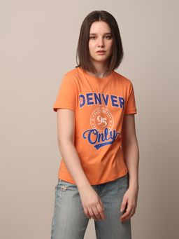 ONLY - Women Orange Regular Fit T-Shirt