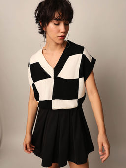 ONLY - Womens White & Black Oversized Sweater