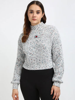 Tommy Hilfiger - Womens Off White Self Design Sweater