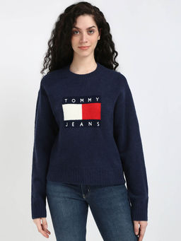 Tommy Hilfiger - Womens Navy Blue Embroidered Sweater