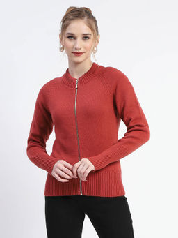Madame - Rust Full-Zip Knit Sweater