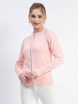 Madame - Light Pink Full-Zip Knit Sweater