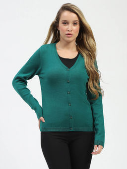 Madame - Teal Button-Up Cardigan