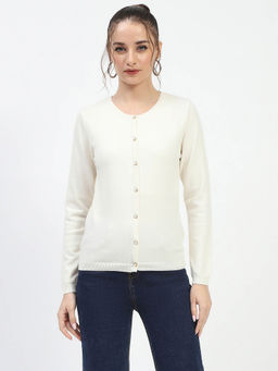 Madame - Off White Button-Up Cardigan