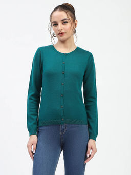 Madame - Teal Button-Up Cardigan