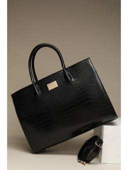 Allen Solly - Women Black Formal Handbag with Detachable Strap