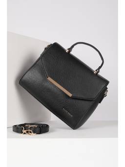 Allen Solly - Women Black Casual Handbag with Detachable Strap