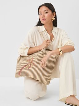 Accessorize London - Women's Stripe Palm Embroidered Shoulder Bag