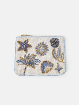 Accessorize London - Women's White Beach Sequin Pouch