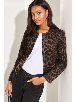 Lipsy - Animal Jersey Crop Blazer