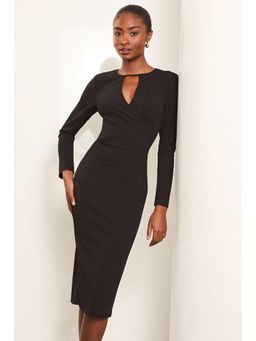 Lipsy - Black Keyhole Cross Front Bodycon Dress