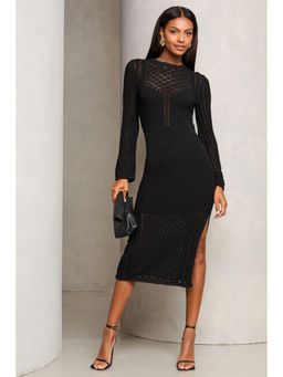 Lipsy - Black Stitch Midi Dress