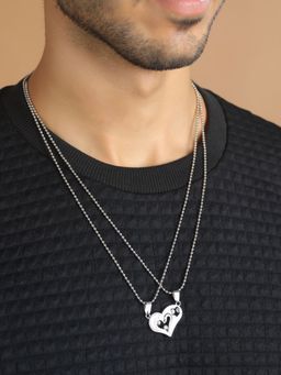 Priyaasi - Detachable Heart Silver Plated Necklace Set for Couples