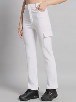 BROOWL - Womens White Cordoury Trouser