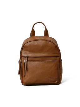 MaheTri - Tan Leather Multi Pocket Backpack
