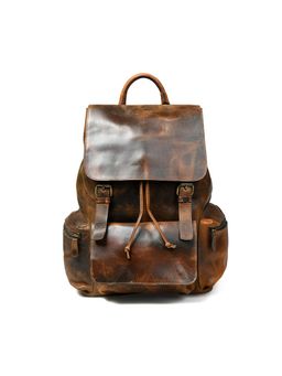 MaheTri - Vortex Leather Backpack: Burnt Brown