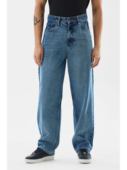 Snitch - Mens Blue Solid Loose Fit Casual Jeans