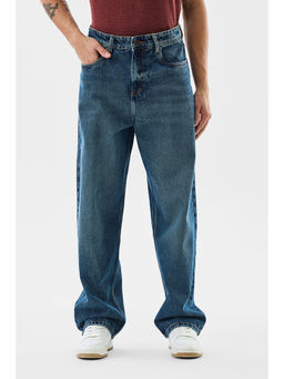 Snitch - Mens Blue Solid Loose Fit Casual Jeans