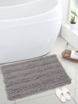 Saral Home - Cotton Shaggy Mat (Light Grey, 40 x 60 cm)