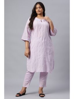 W - Women Pink Festive Floral Print Shantung Kurta With Cullote & Dupatta