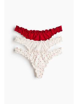 H&M - Women Multi-Color 3-Pack Overlock-Detail Thong Briefs