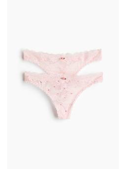 H&M - Women Pink 2-Pack Lace Thong Briefs