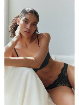 H&M - Women Black 2-Pack Lace Thong Briefs