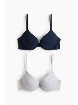 H&M - Women Multi-Color 2-Pack Cotton Push-Up Bras