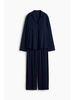 H&M - Women Navy Blue Viscose-Blend Pyjamas