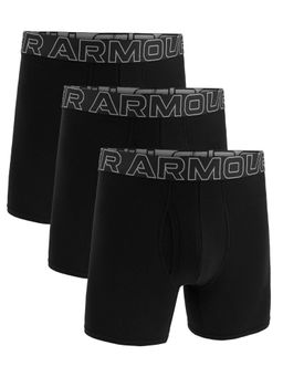 Under Armour - Black Solid Fitted Mid Waist Boxer Briefs (Pack of 3)