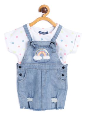 Nautinati Girls Blue White Sleeveless Pinafore Cotton Dress main image 1