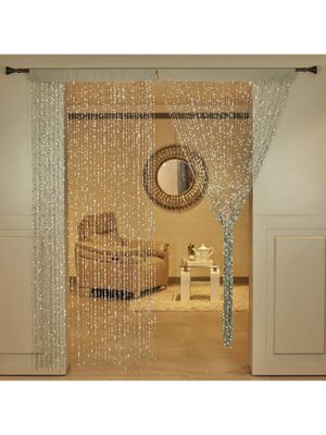 HomeTown - Nora Decorative String Curtain 6.5 Feet In Beige Colour