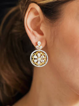 Azai by Nykaa Fashion - Elegant Floral Gold AD Party Danglers