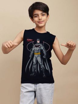 Kidsville - Official Batman Bruce Wayne Printed Sleeveless Cotton Tshirt For Boys