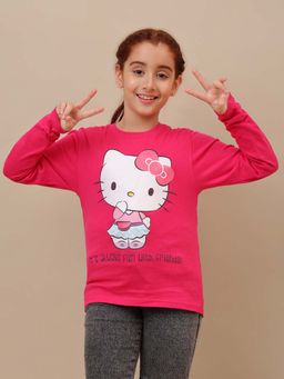 Kidsville - Hello Kitty Graphic Printed Regular Fit Cotton T-Shirt For Girls