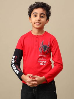 Kidsville - Marvel Comic Spiderman Printed Cotton Boys T-shirt