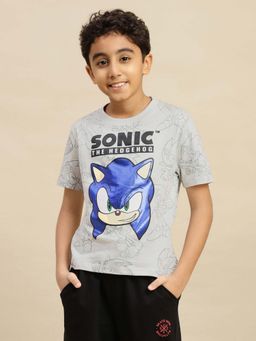 Kidsville - Official Sonic Graphic Printed Regular Fit Cotton Tshirt For Boys