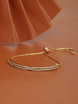 Carlton London - Premium Gold Plated with CZ Fancy Adjustable Bracelet