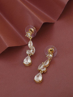 Carlton London - Premium Gold Plated with Solitaire Contemporary Drop Earring