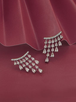 Carlton London - Premium Rhodium Plated with CZ Contemporary Ear Climber Earring