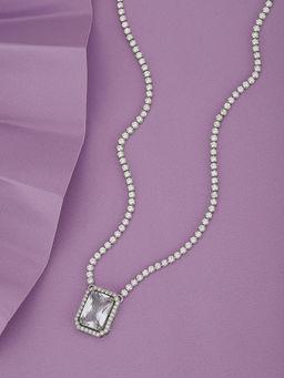 Carlton London - Premium Rhodium Plated with CZ Pendant Necklace