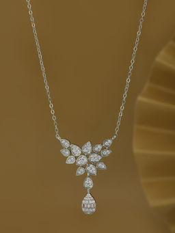 Carlton London - Premium Rhodium Plated with CZ Contemporary Necklace