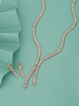 Carlton London - Premium Gold Plated with CZ Stylish Necklace and Earring