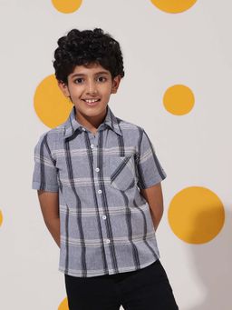 Cherry & Jerry - Grey Checked Cotton Half Sleeve Shirt