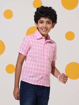 Cherry & Jerry - Pink Checked Cotton Half Sleeve Shirt